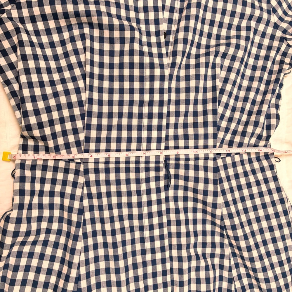 Calvin Klein Shirt Dress Midi Navy Gingham Tiered Short Sleeve Size 6 Picnic - Picture 9 of 12